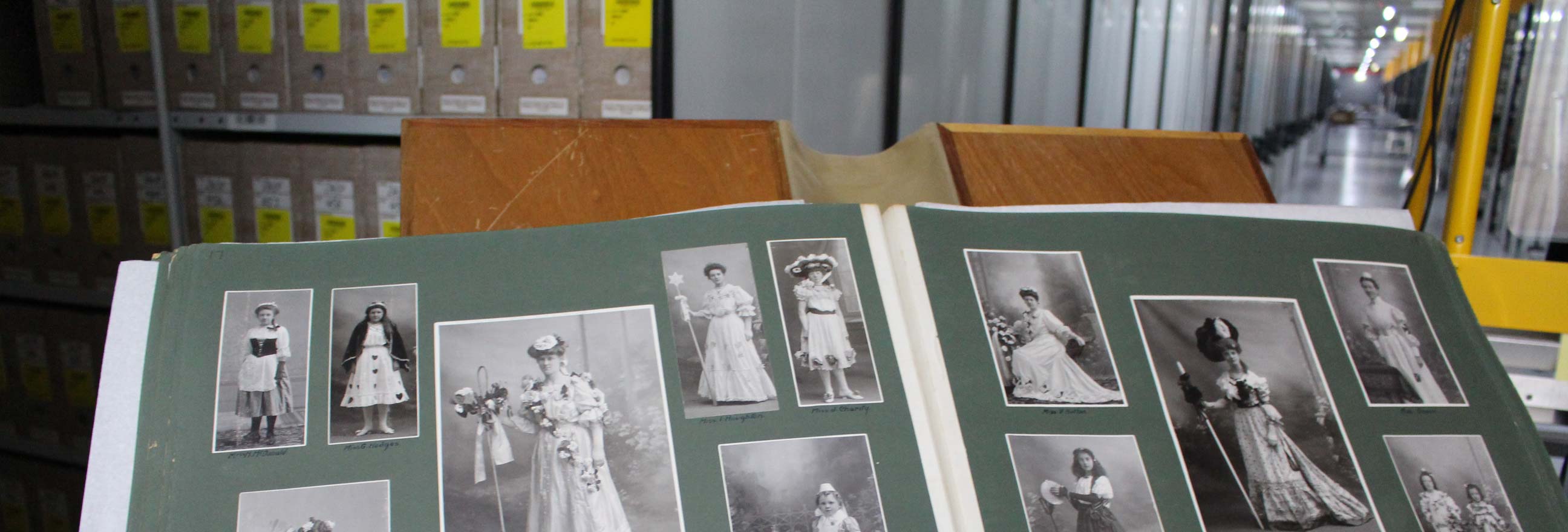 Geelong Mayor: Fancy dress ball album on display in the PROV repository Archival materials on display